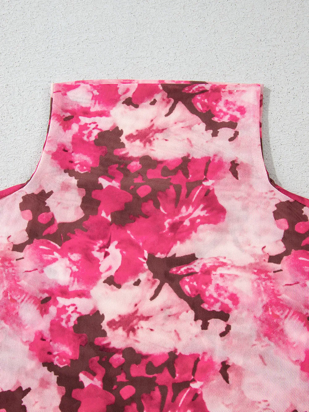 Floral Mesh Flounce Sleeve Mock Neck Blouse, image 12