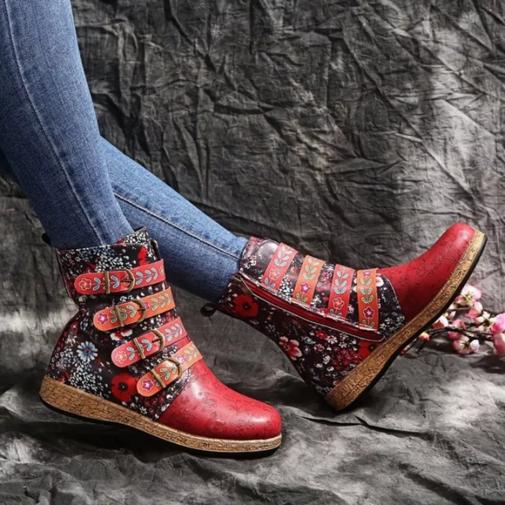 Embroidered Round Toe Boots, image 3