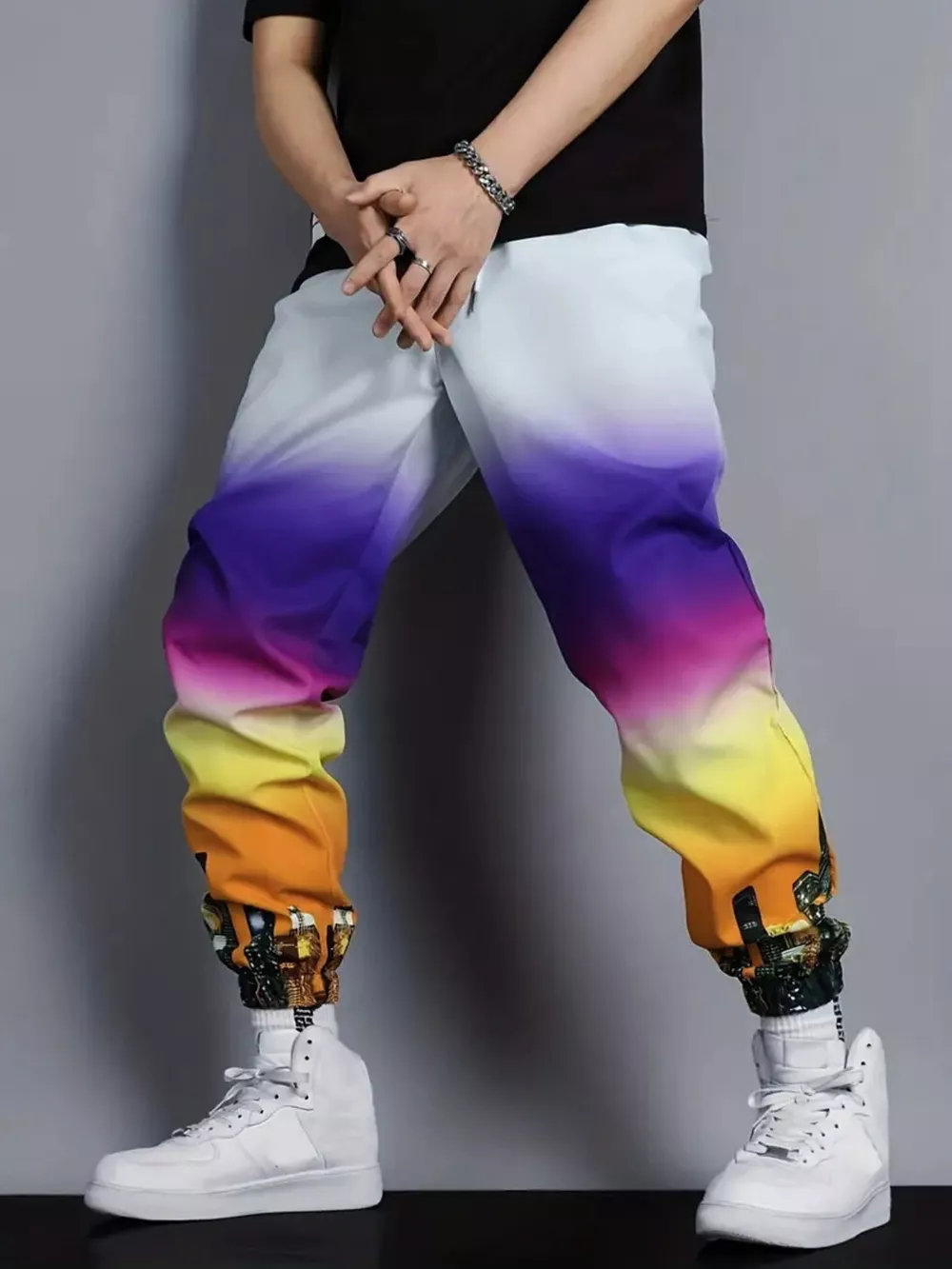 Men's Full Size Drawstring Loose Fit Joggers Plus Size, image 4
