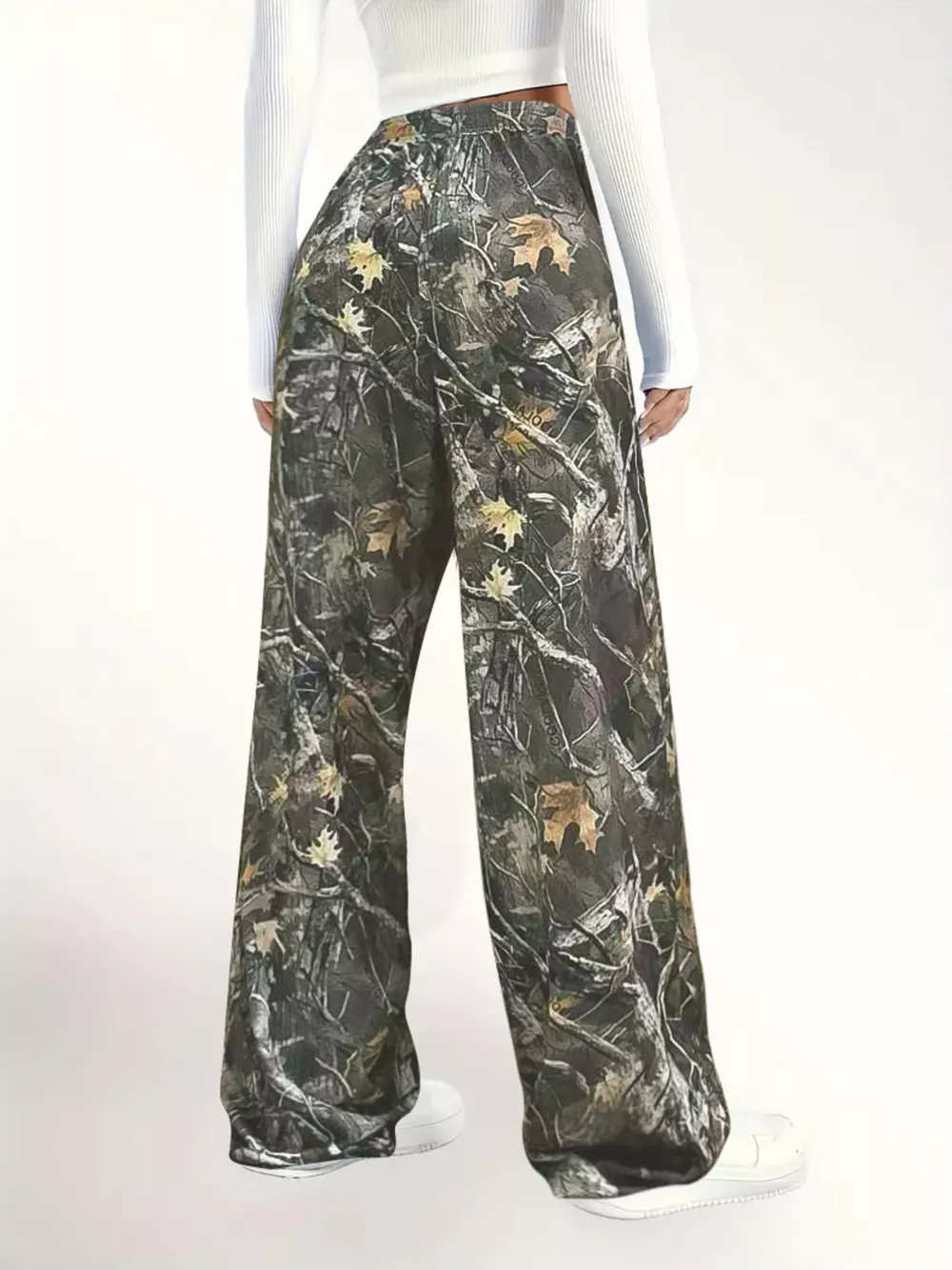 Relaxed Fit Camo Print Drawstring Waist Pants, image 7
