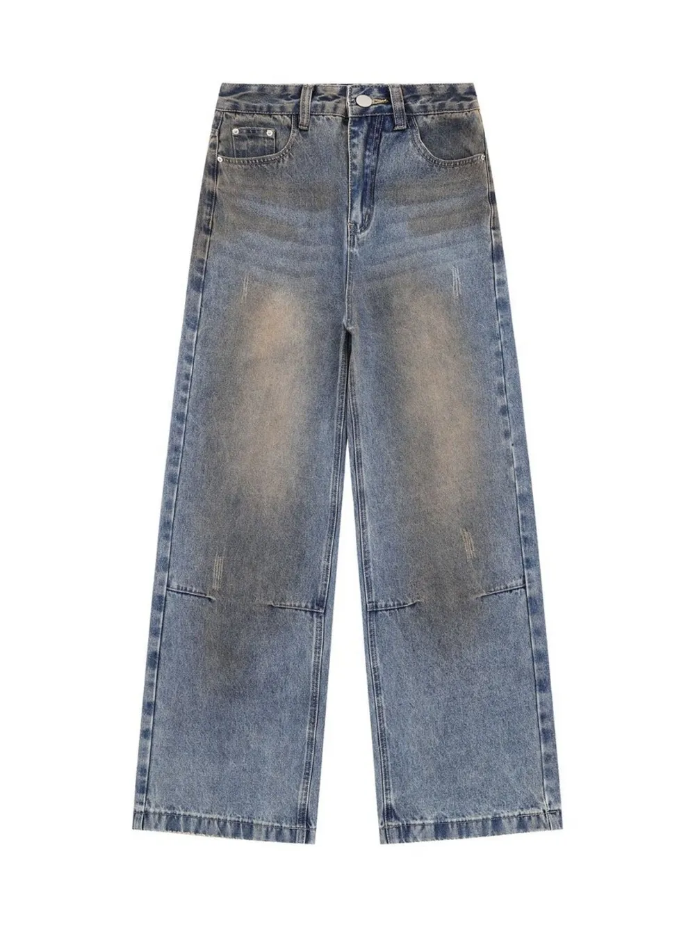 Men's Wide Leg Wash Jeans, image 2