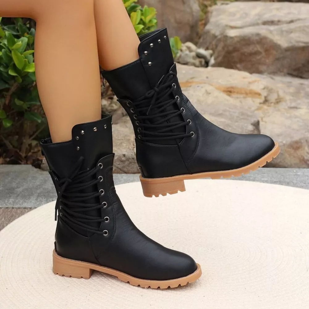 Studded Lace-Up Boots, image 13