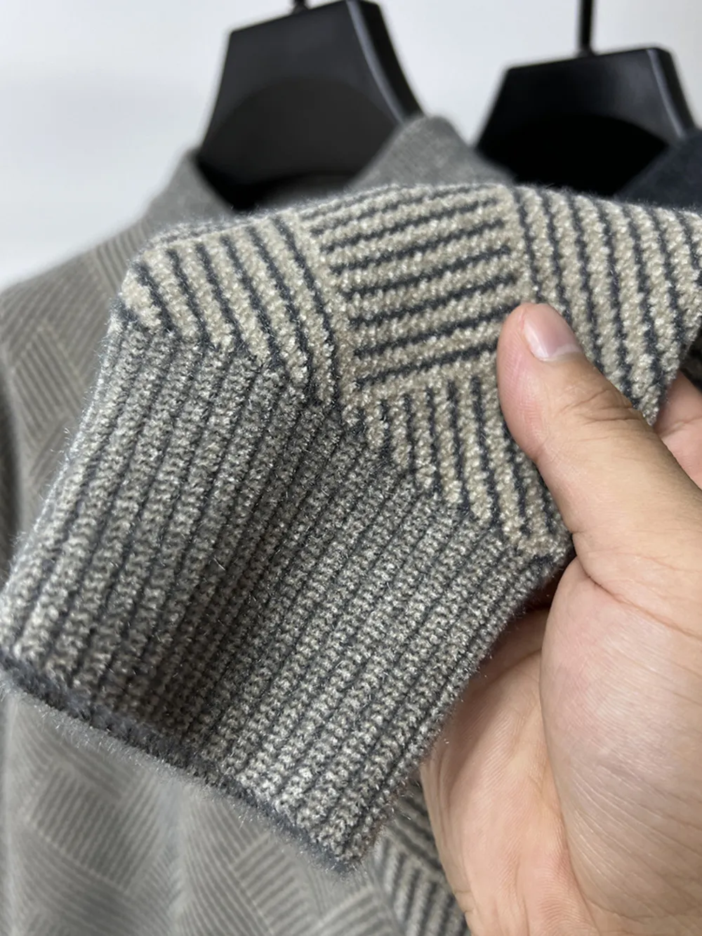 Men's Plus Size Textured Knit Long Sleeve Sweater, image 5