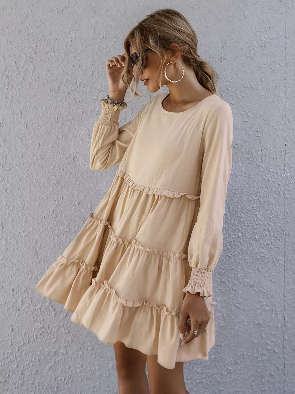 Ruffle Tiered Long Sleeve Mini Dress, image 5