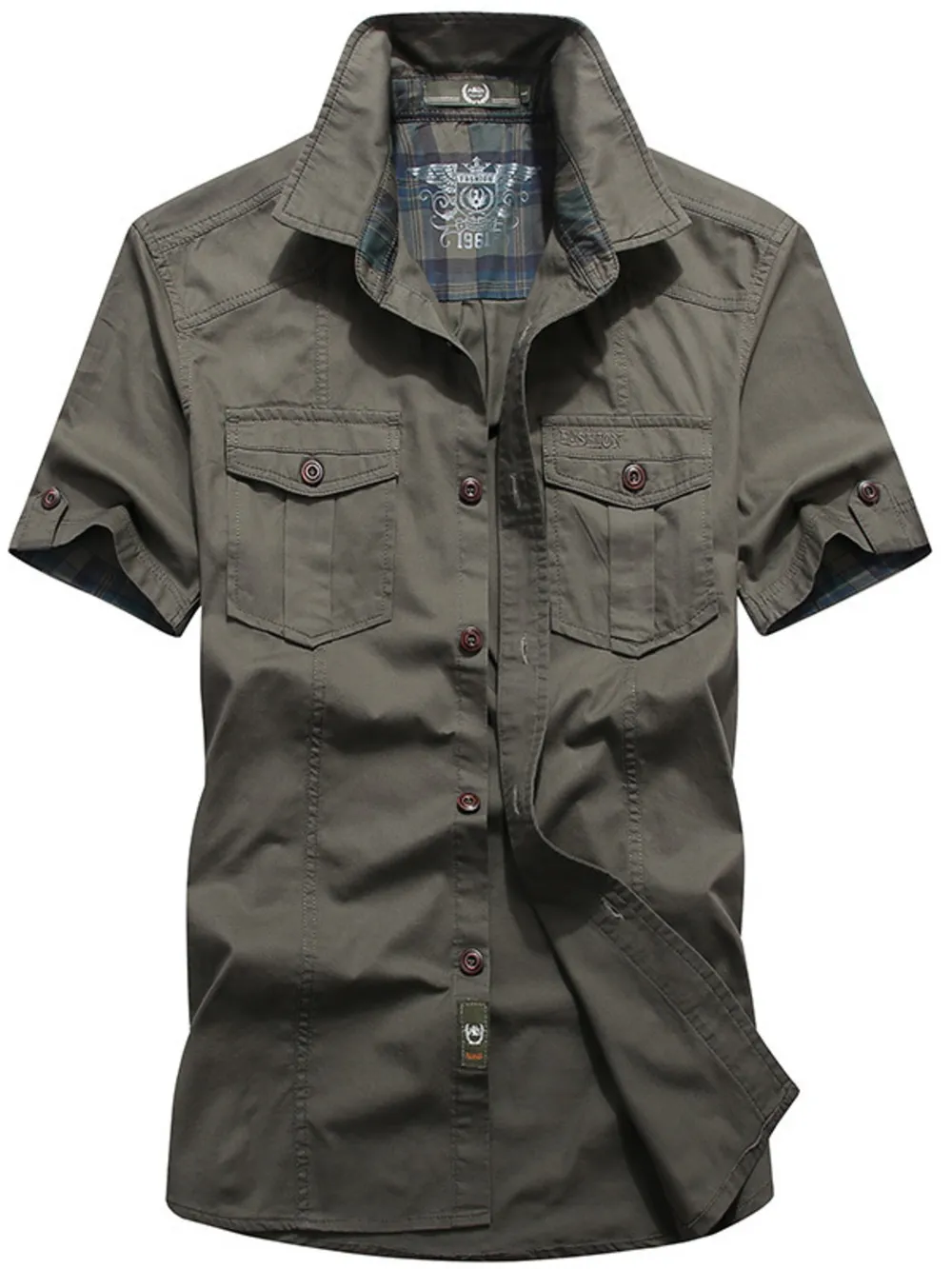 Men's Plus Size Casual Short Sleeve Cargo Shirt, image 2