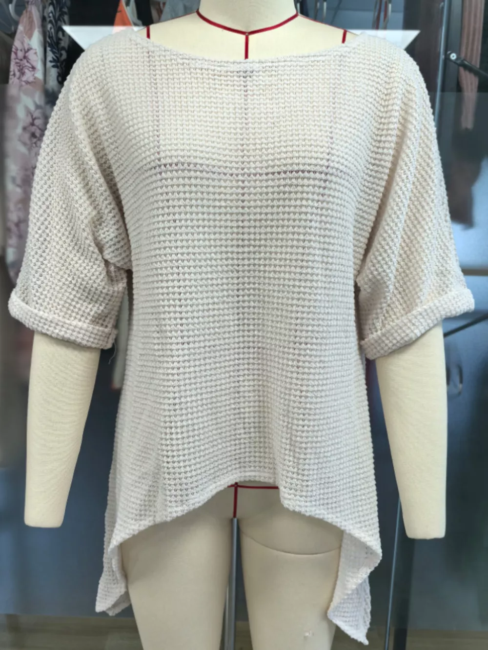 Full Size Loose Knit Cover Up with Asymmetrical Hem Plus Size, image 3