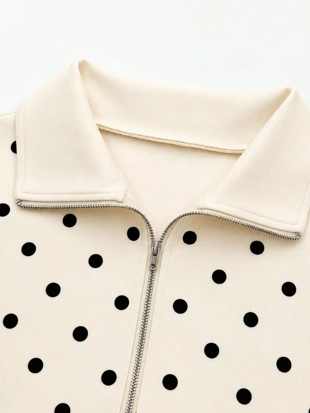 Polka Dot Half Zip Cropped Sweatshirt, image 6