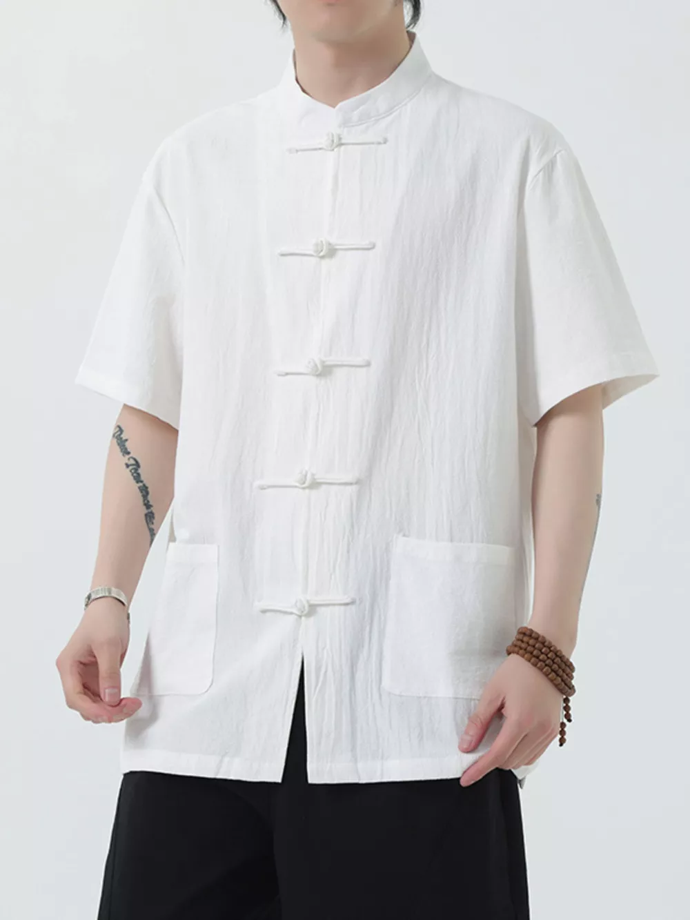 Men's Plus Size Chinese Style Short-Sleeve Shirt, image 4