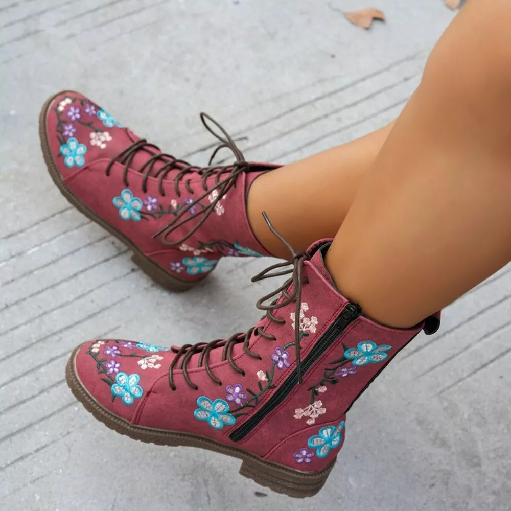 Round Toe Block Heels Boots, image 8