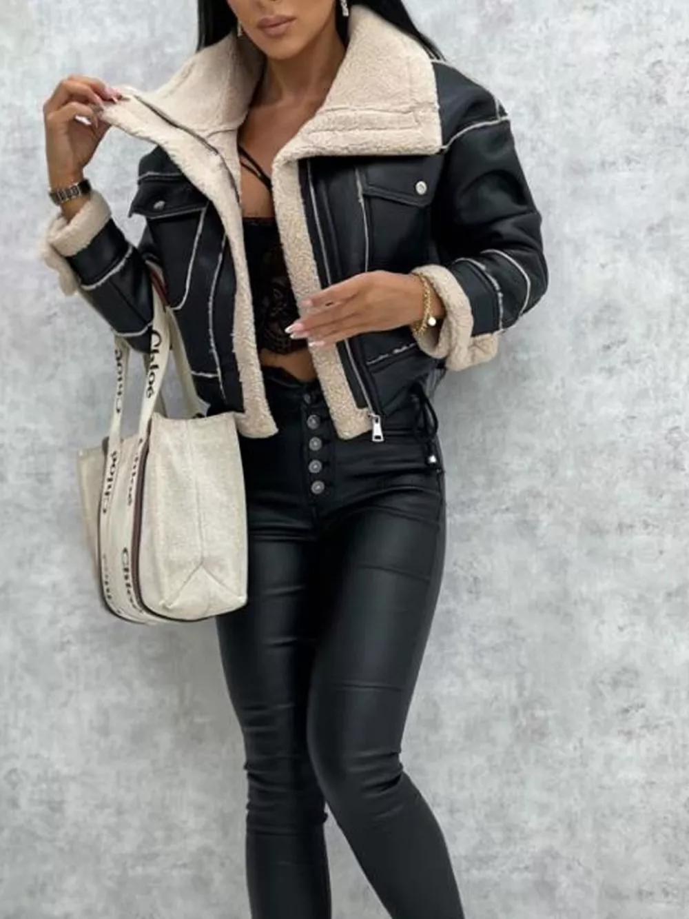 Sherpa Trim Cropped Jacket, image 12