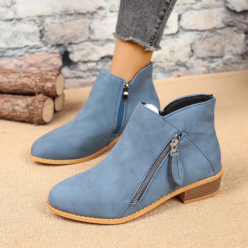 Size Zipper Block Heels Boots, image 18
