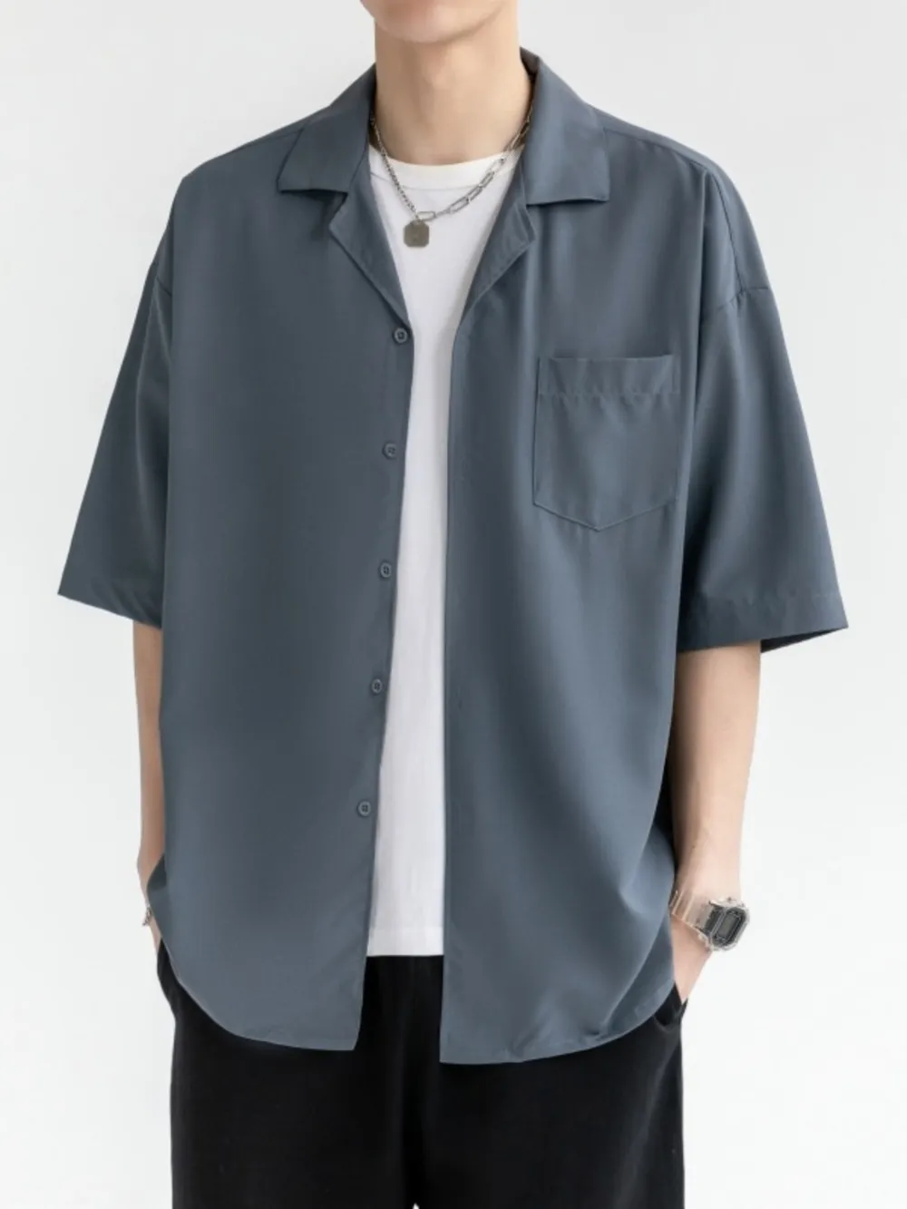 Men's Plus Size Button Up Half Sleeve Shirt, image 5