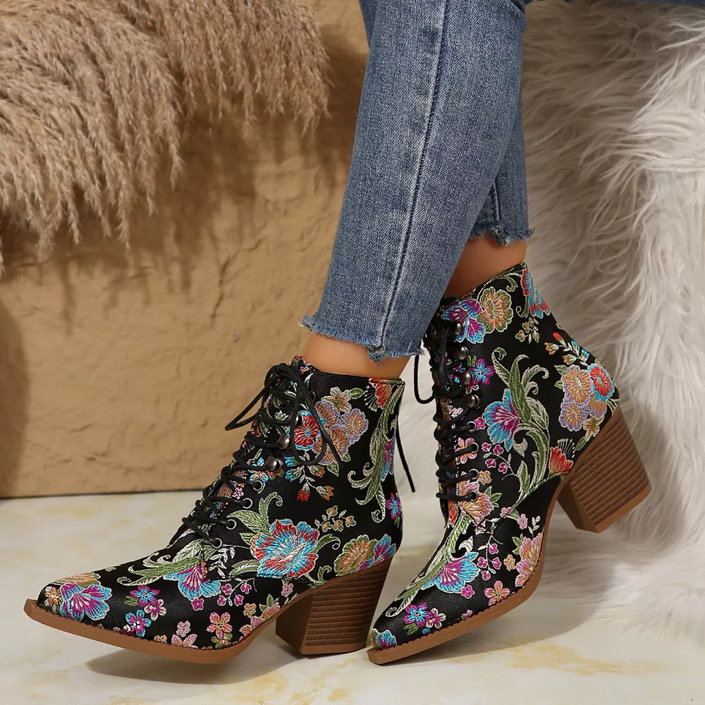 Point Toe Block Heels Boots, image 7