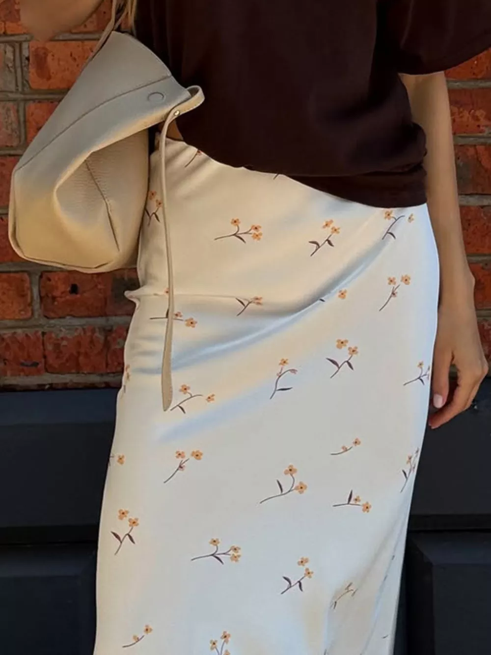 Floral Print Satin Skirt, image 4