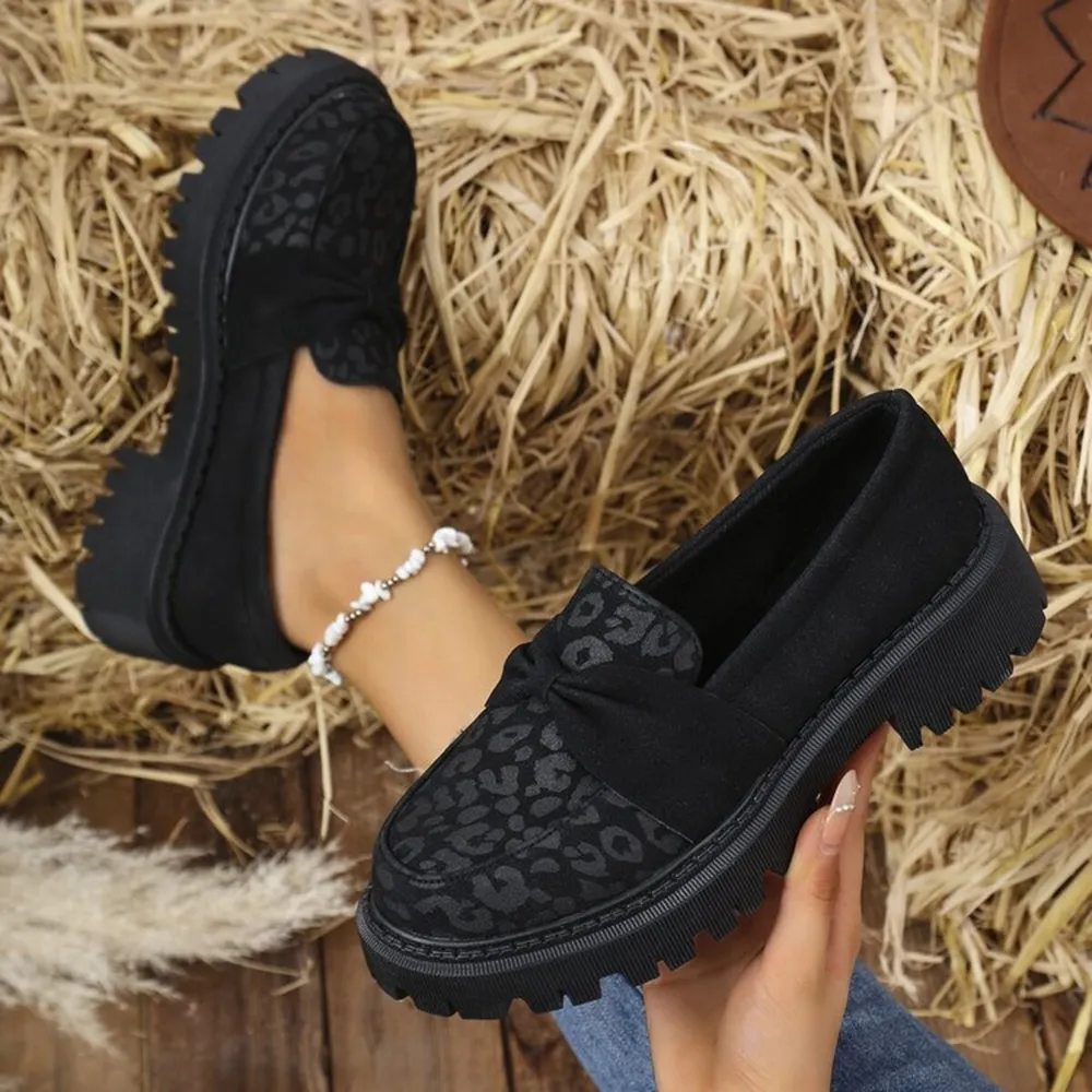 Leopard Round Toe Platform Slip-Ons, image 6