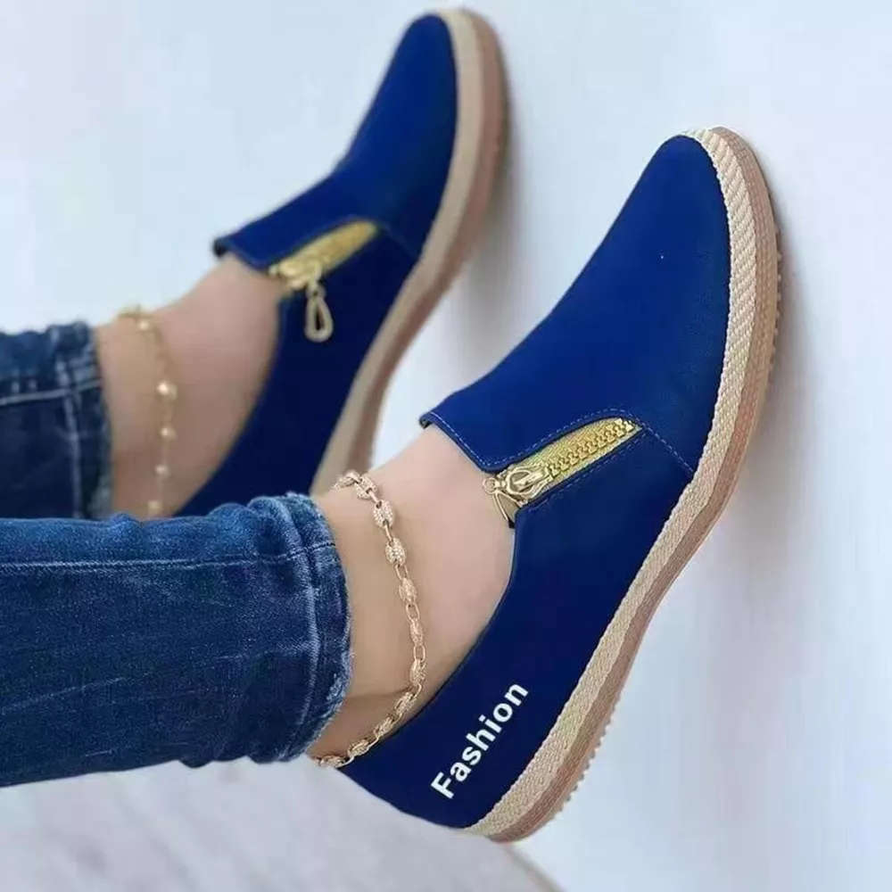 Zip Detail Round Toe Slip-Ons, image 2
