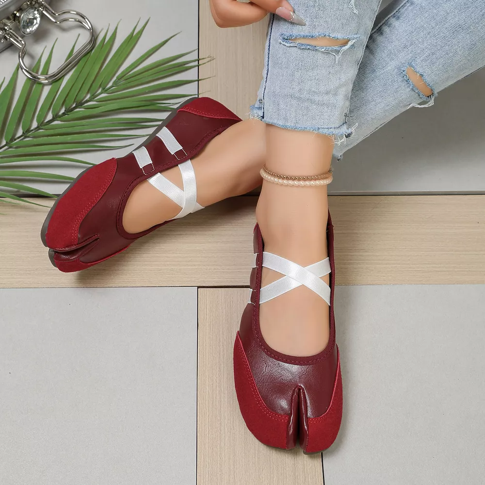 Split-Toe Tabi Ballet Sandals with Crisscross Straps, image 7