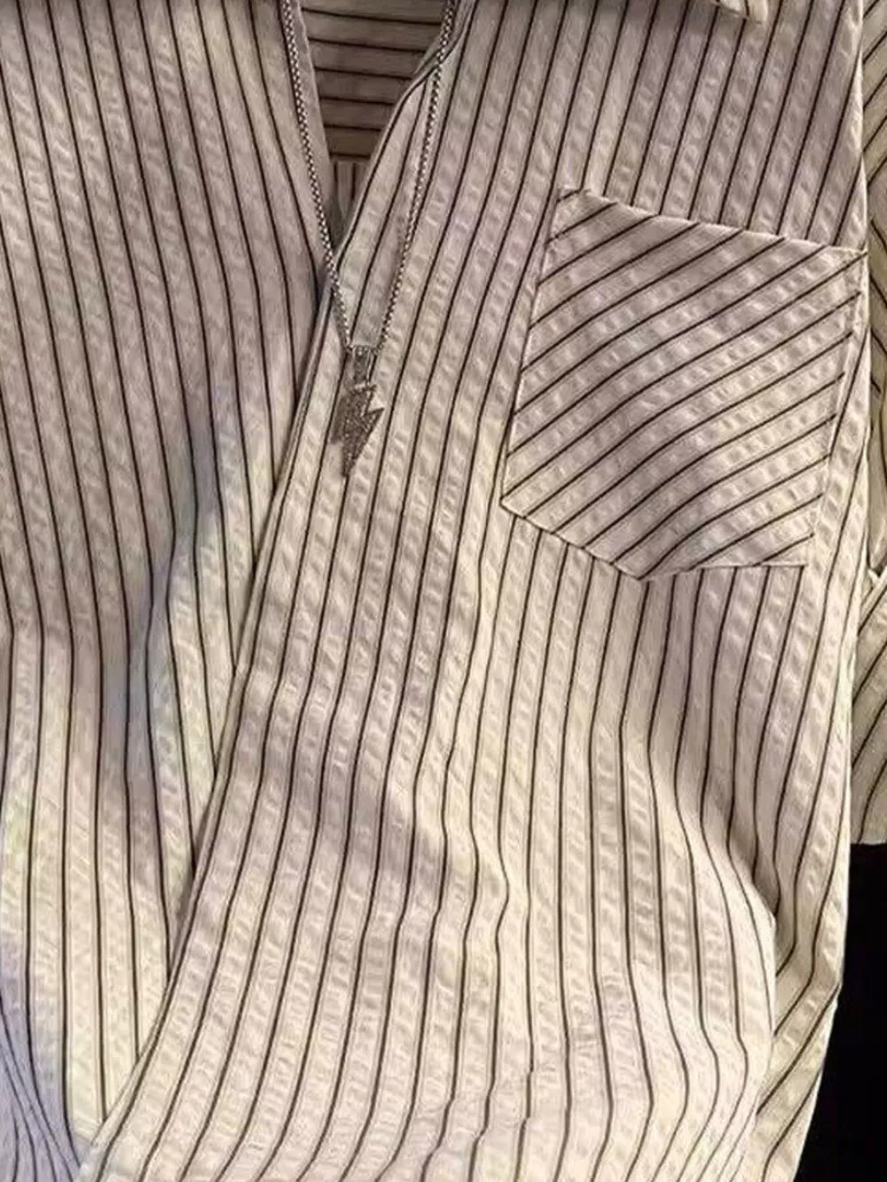 Men's Striped Roll-Up Sleeve Shirt, image 4