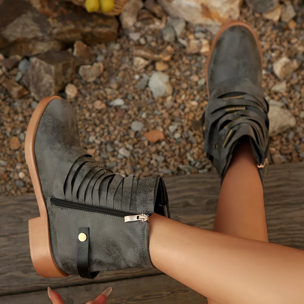 Strappy Buckle Ankle Boots, image 8