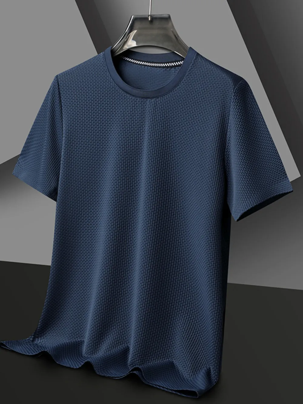 Men's Plus Size Breathable Texture Short Sleeve T-Shirt, image 5