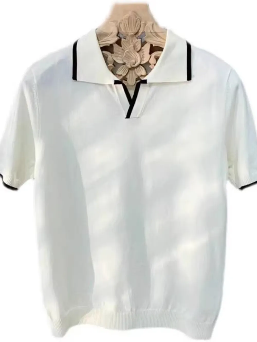 Men's Full Size Contrast Trim Short Sleeve Knit Polo Plus Size, image 8