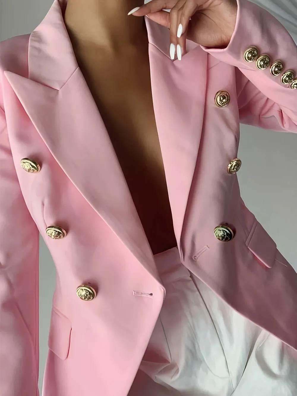 Decor Button Lapel Collar Blazer, image 29