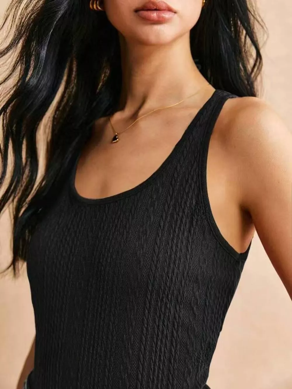 Textured Knit Scoop Neck Tank, image 12