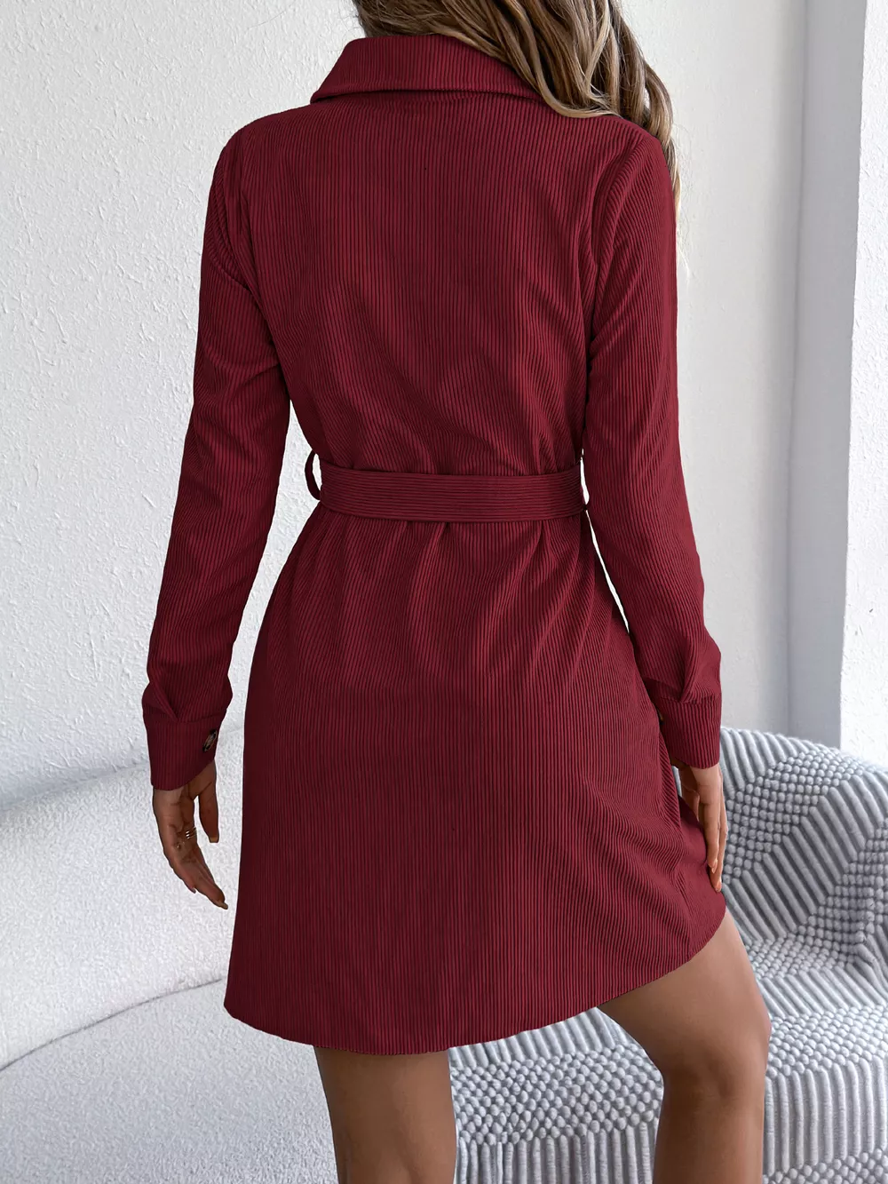 Button-Front Corduroy Shirt Dress, image 7