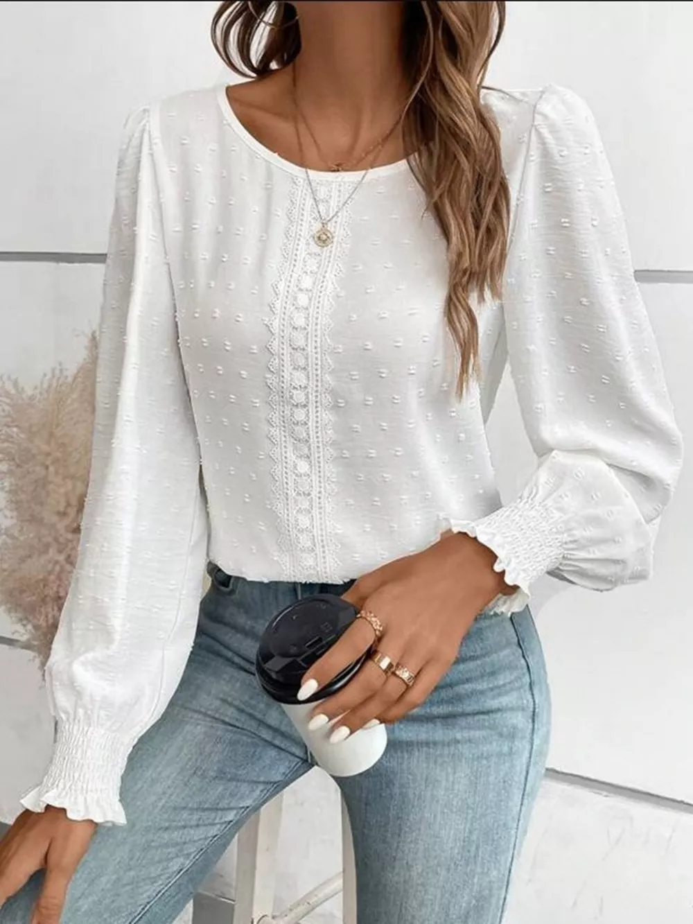 Swiss Dot Long Sleeve Blouse, image 20