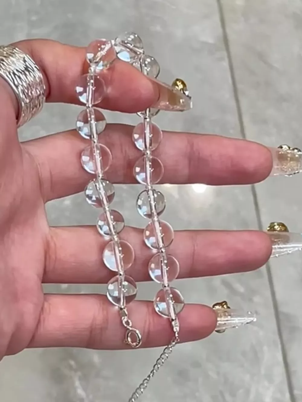 925 Sterling Silver Crystal Bead Bracelet, image 3