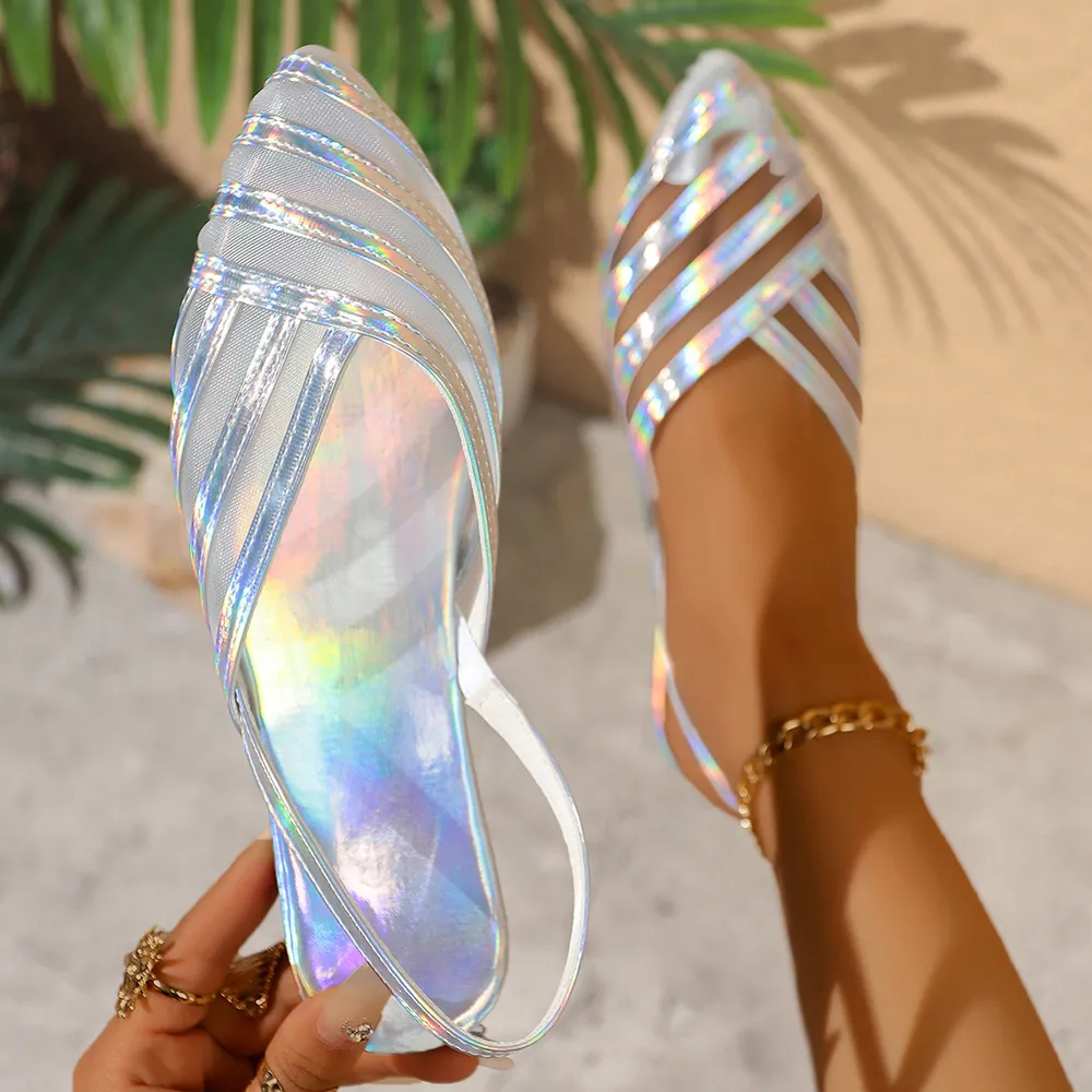 Point Toe Mesh Flats Sandals, image 6