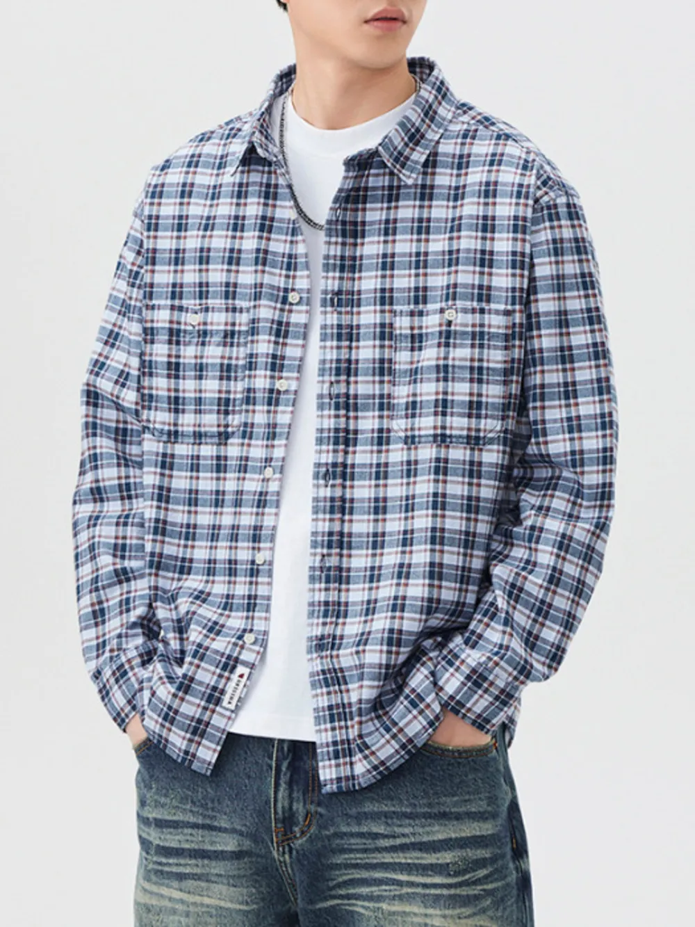 Men's Plus Size Plaid Button Up Long Sleeve Shirt, image 5