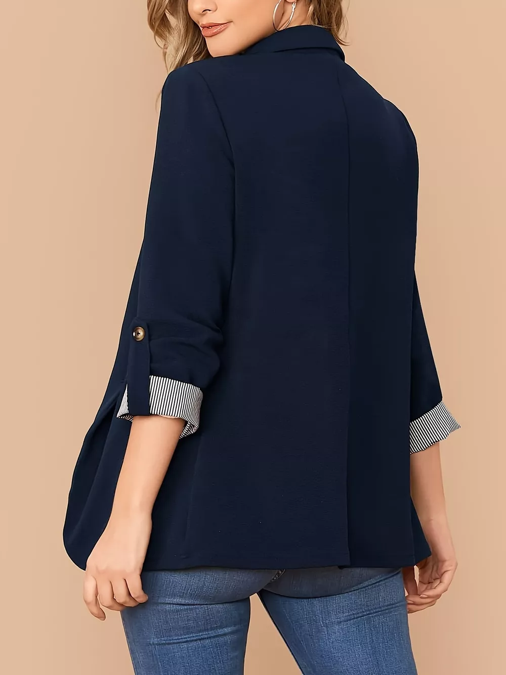 One Button Roll-Up Sleeve Blazer, image 5