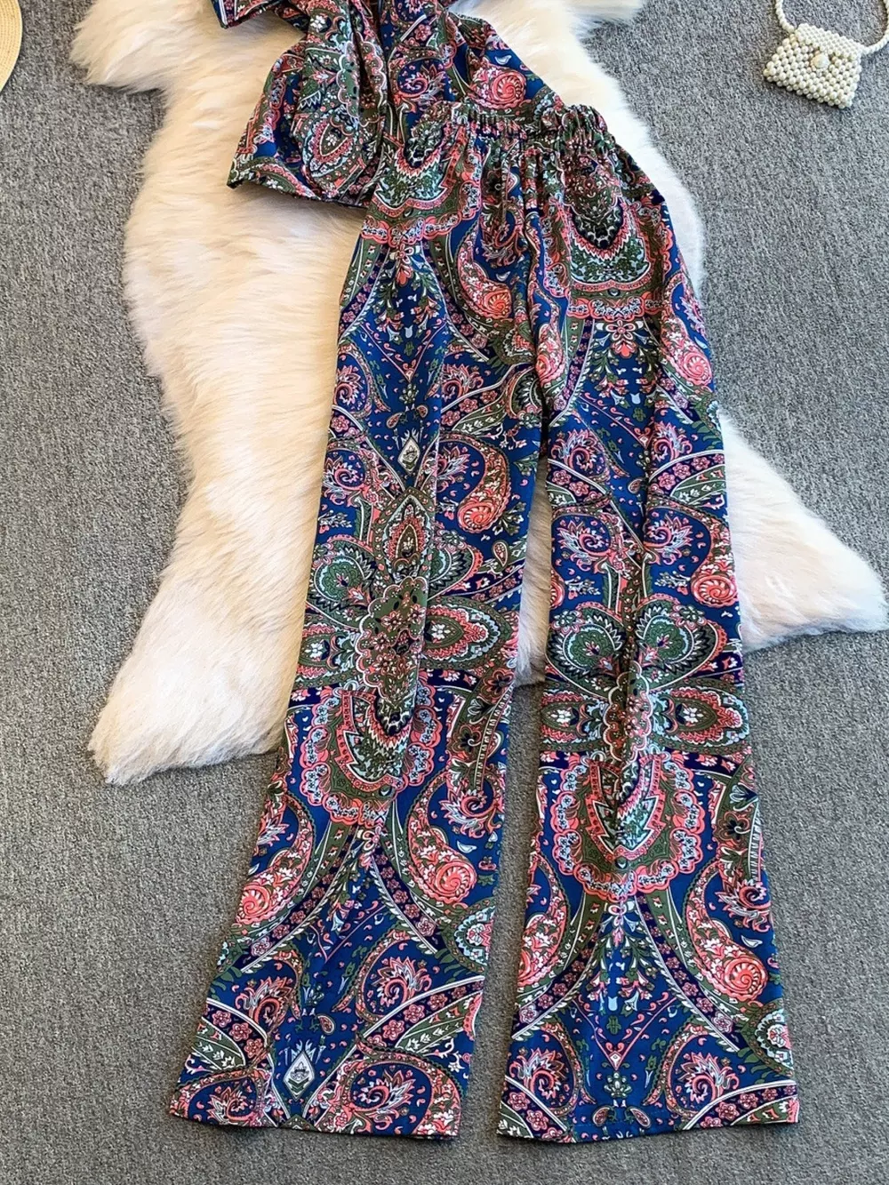 Printed Cami and Wide Leg Pants Set, image 10