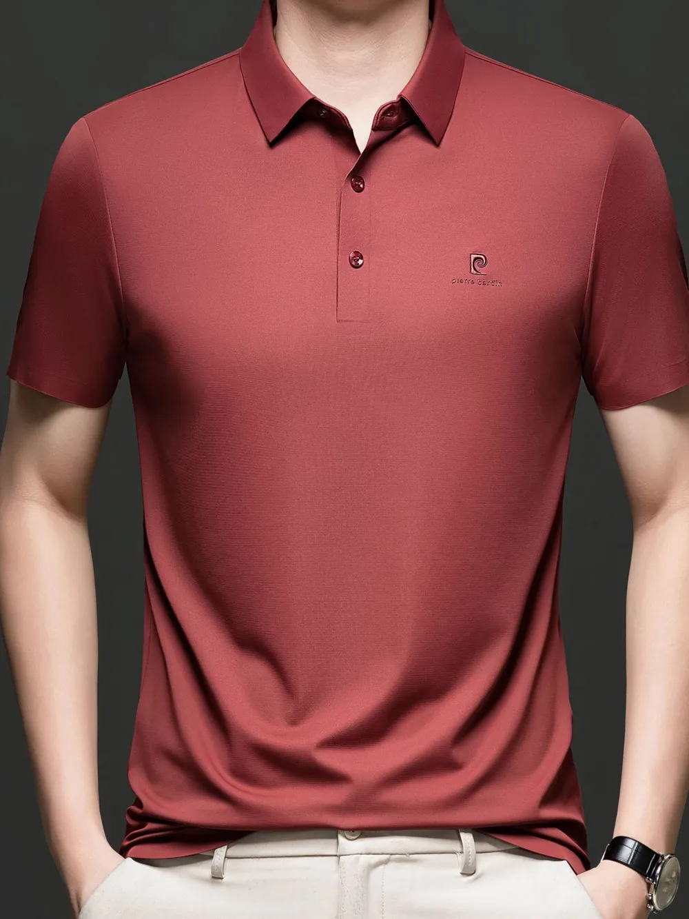 Men's Plus Size Button Detail Short Sleeve Polo, image 7