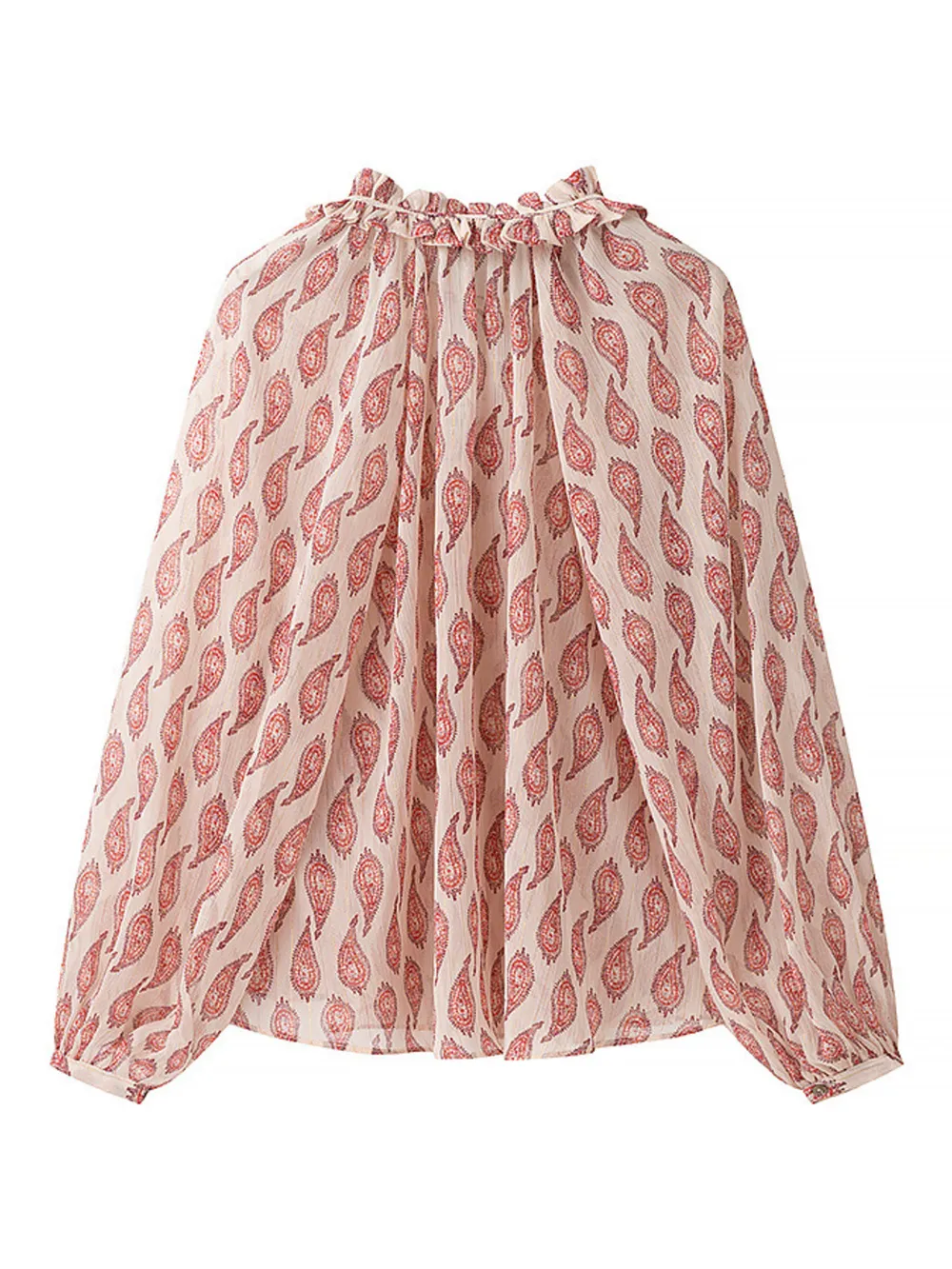 Paisley Print Frill Tie Neck Long Sleeve Blouse, image 2