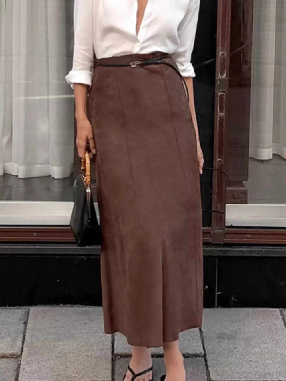 Suede Midi Skirt, image 2