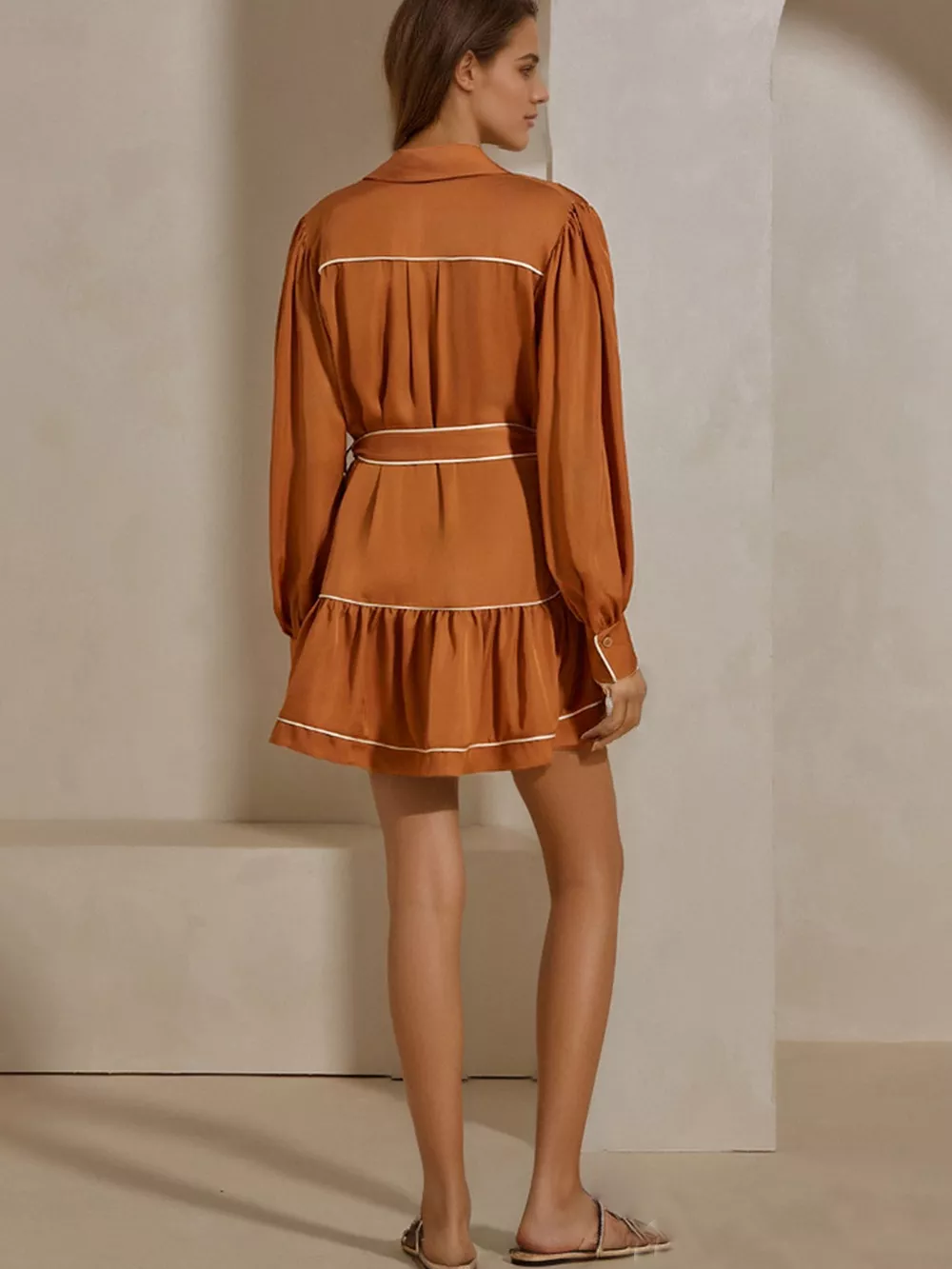 Button Front Long Sleeve Shirt Dress, image 3
