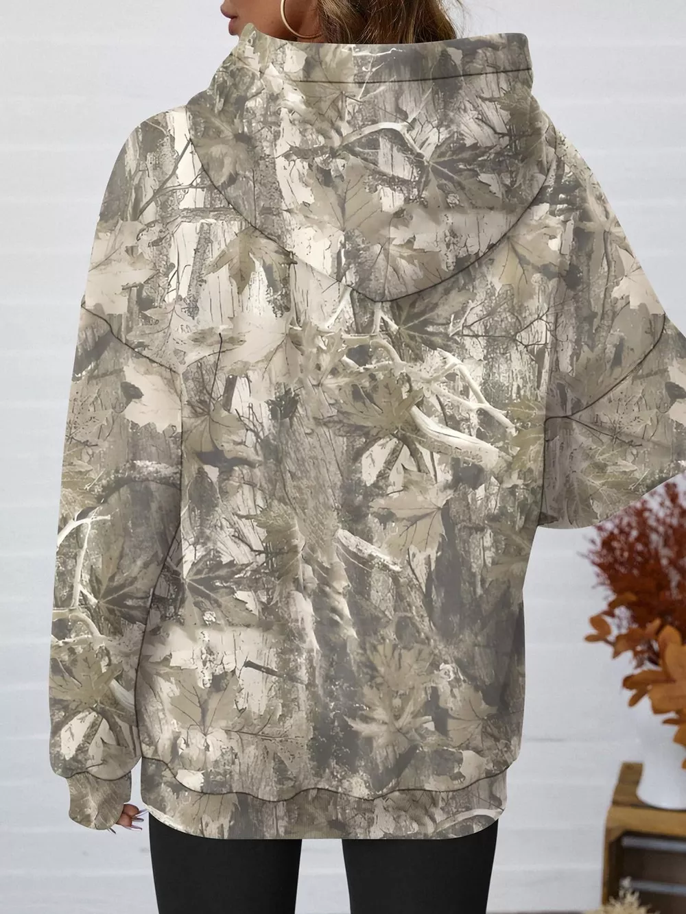 Printed Kangaroo Pocket Oversized Hoodie, image 4