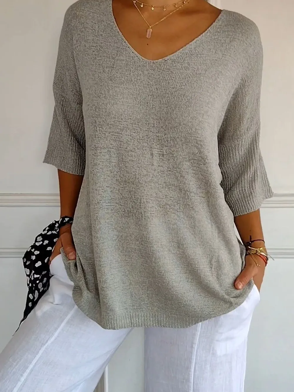 Full Size Relaxed Fit Ribbed Hem Sweater Plus Size, image 18