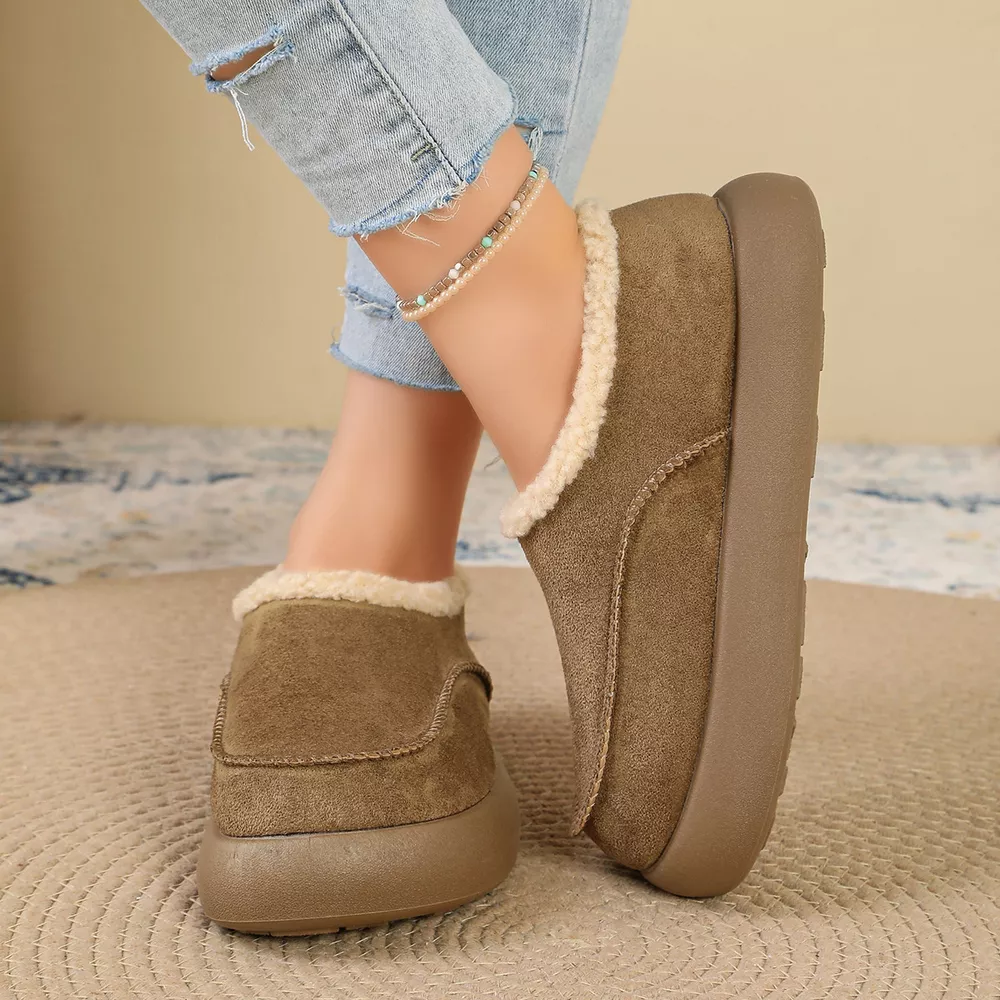 Plush-Lined Suede Platform Slip-On Boots, image 10