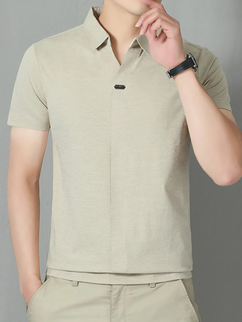 Men's Plus Size Collared Neck Short Sleeve Polo, image 2