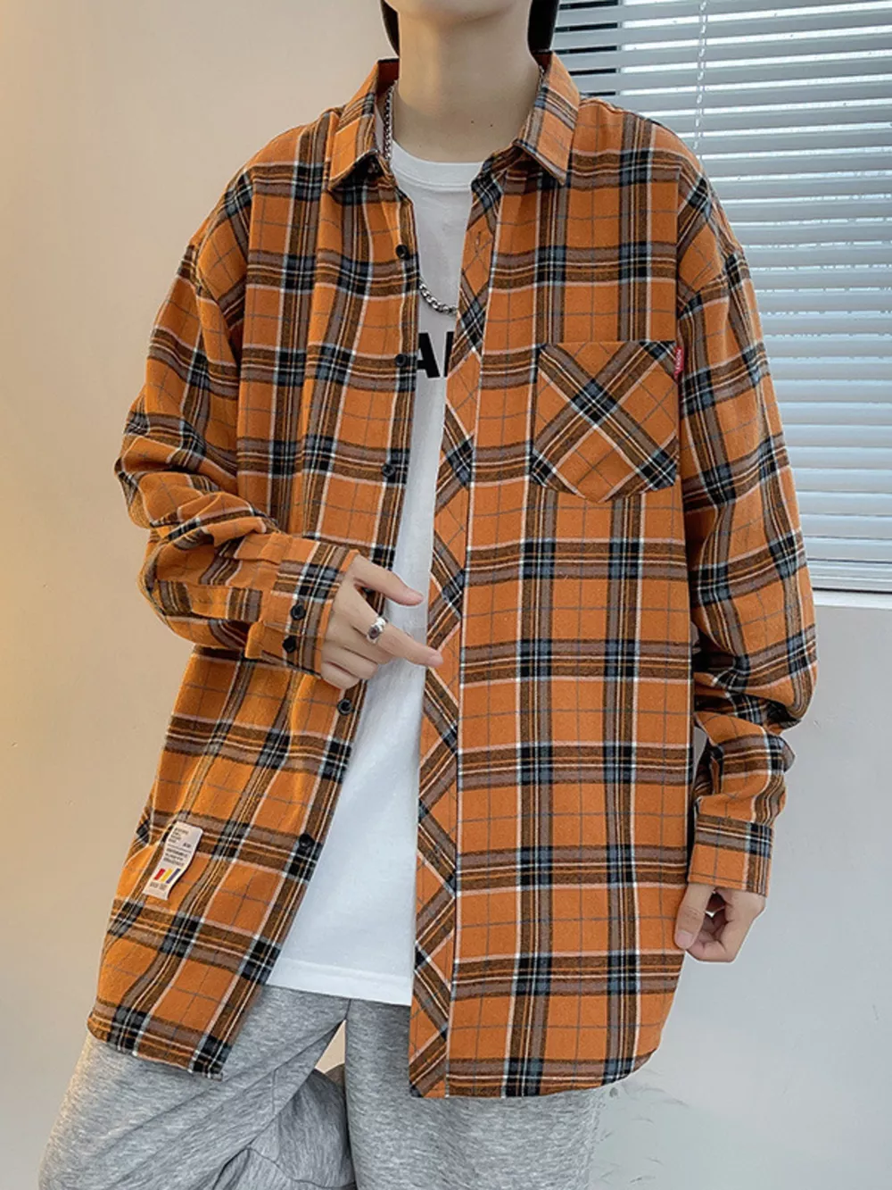 Men's Plus Size Plaid Long Sleeve Shirt, image 2