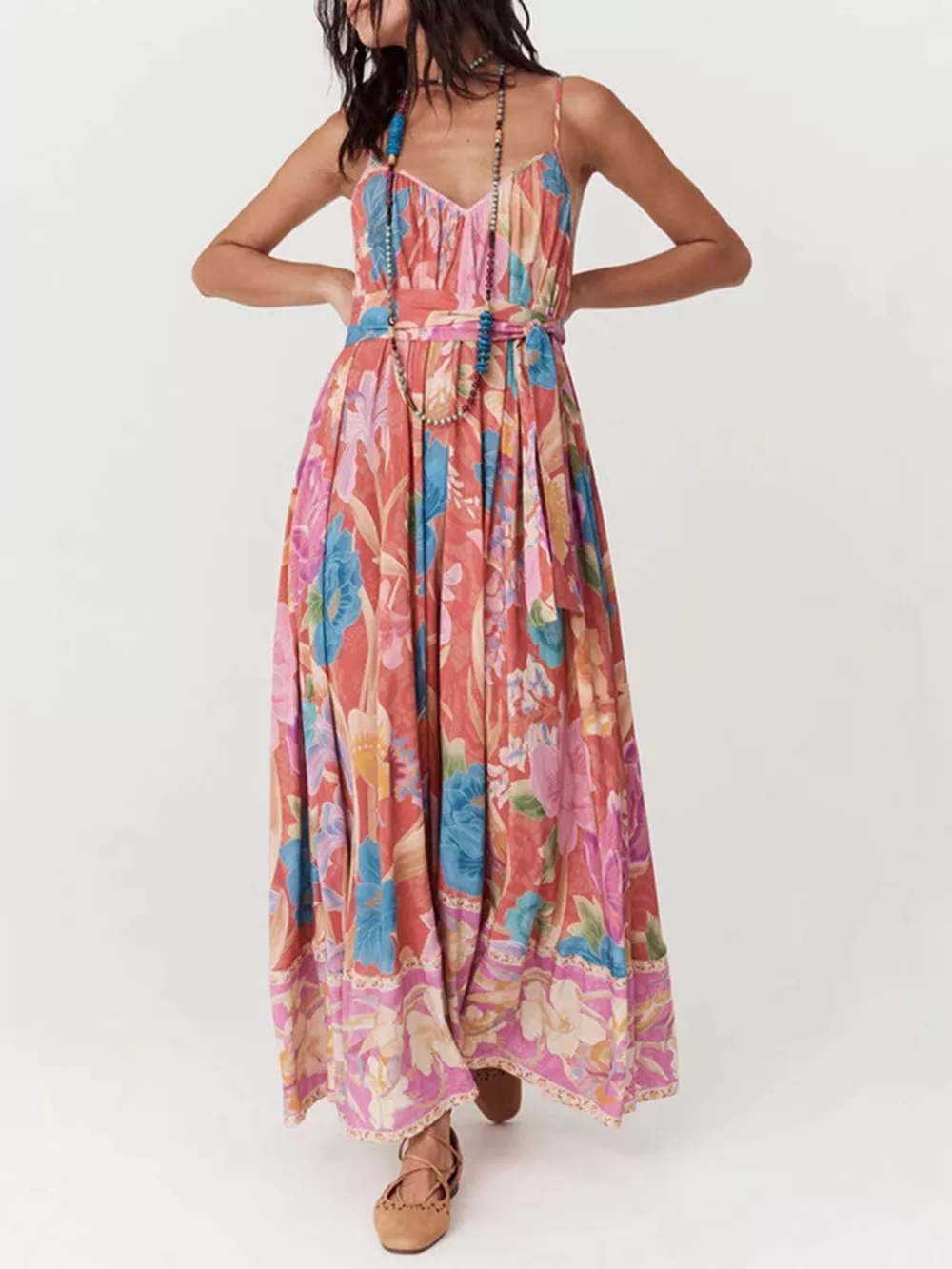 Floral Print Spaghetti Strap Maxi Dress