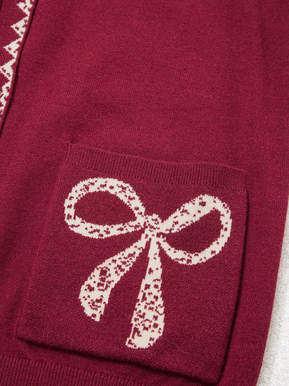 Bow Pocket Collar Long Sleeve Knit Cardigan, image 8
