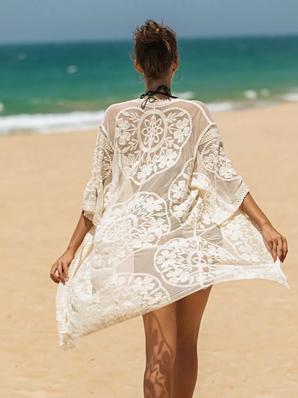 Floral Lace Sheer Kimono Cover-Up, image 8