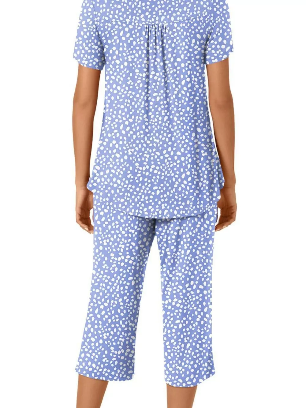 Printed Short Sleeve Top and Cropped Pants Lounge Set, image 5