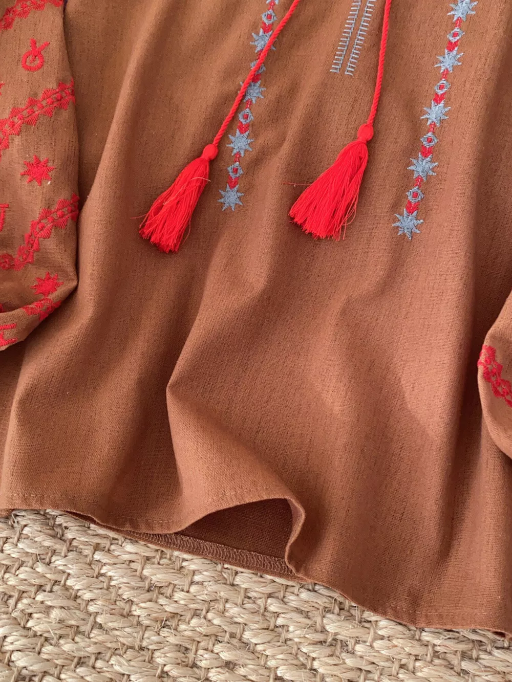 Embroidered Tie Neck Blouse, image 15