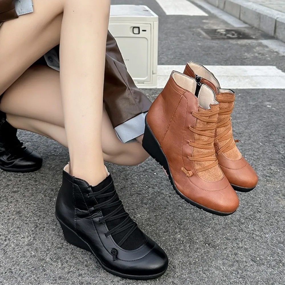 Lace Up Wedge Boots, image 4