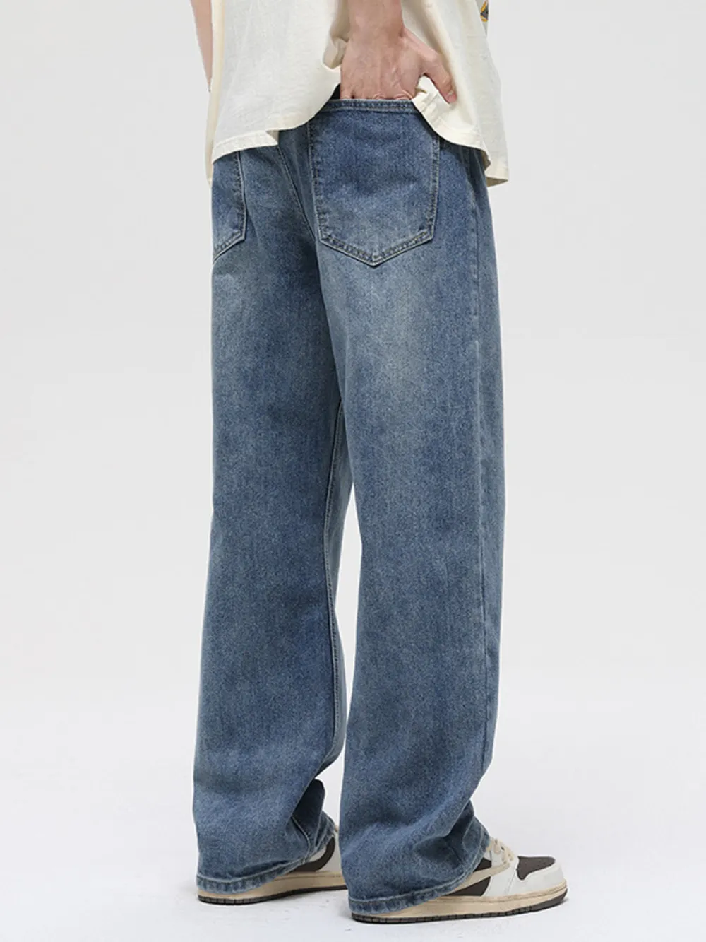 Men's Full Size Vintage Washed Loose Fit Jeans Plus Size, image 2